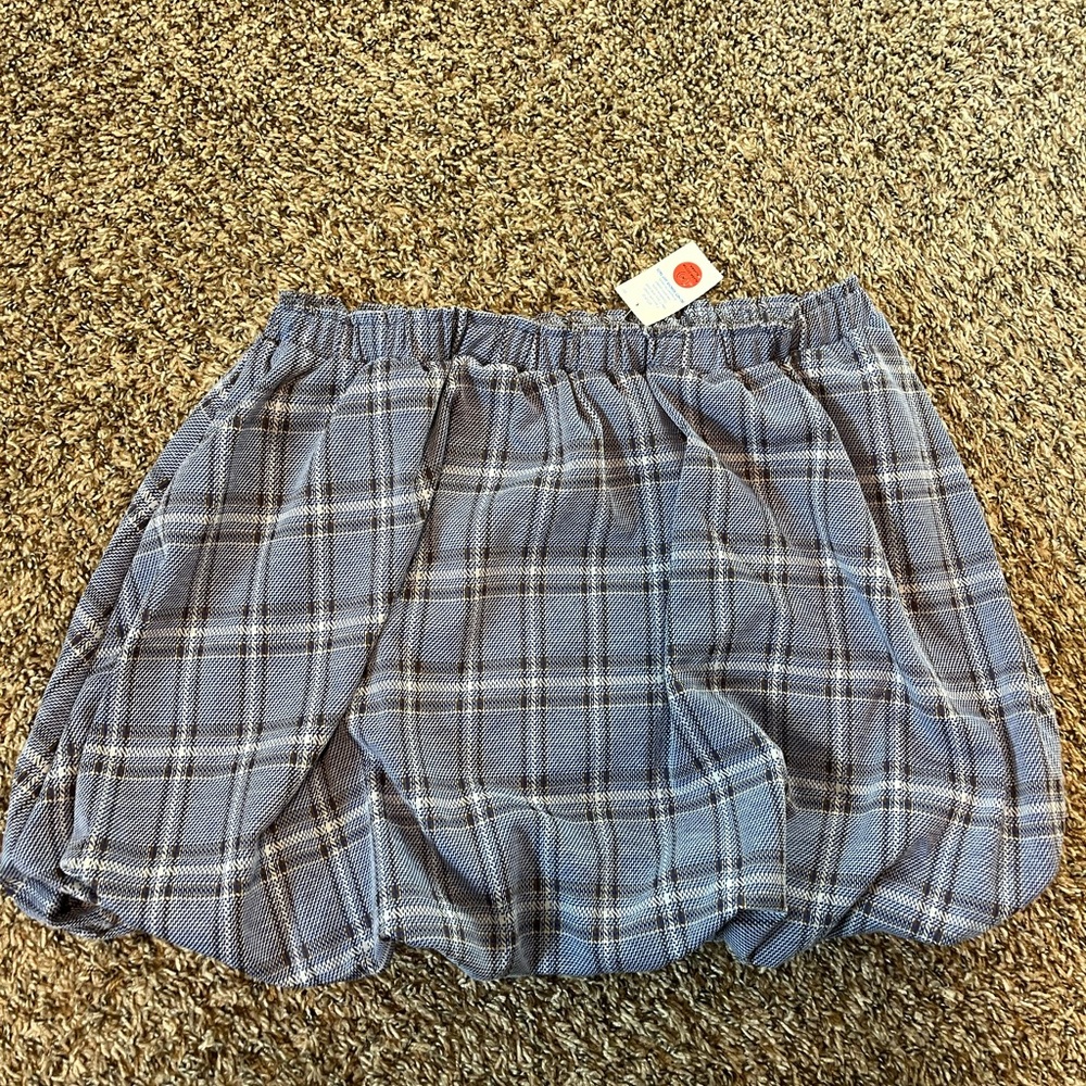 💛 NWT Blue Plaid Bubble Mini Skirt